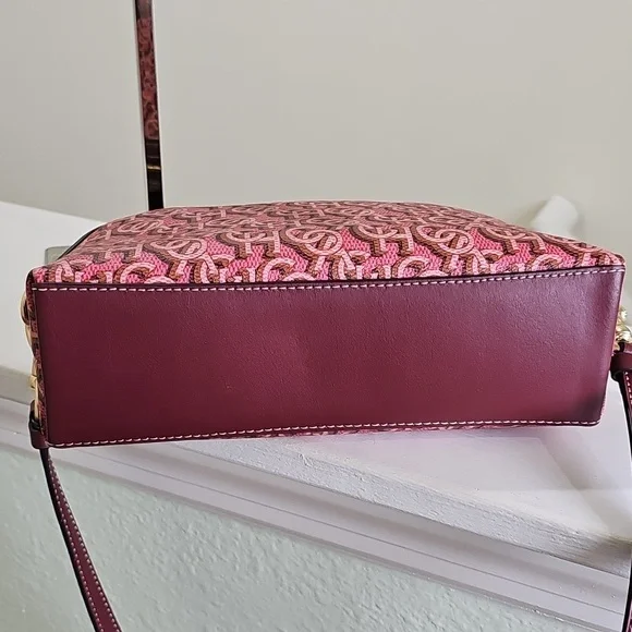 COACH CF343 MADI Crossbody Rouge Pink Canvas/Leather Monogram Print EUC - Picture 6 of 15